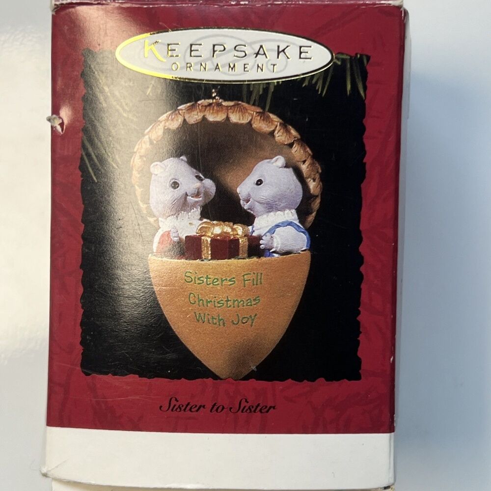 Hallmark Christmas Ornament Sister to Sister Squirrels in Acorn 1994 Vintage